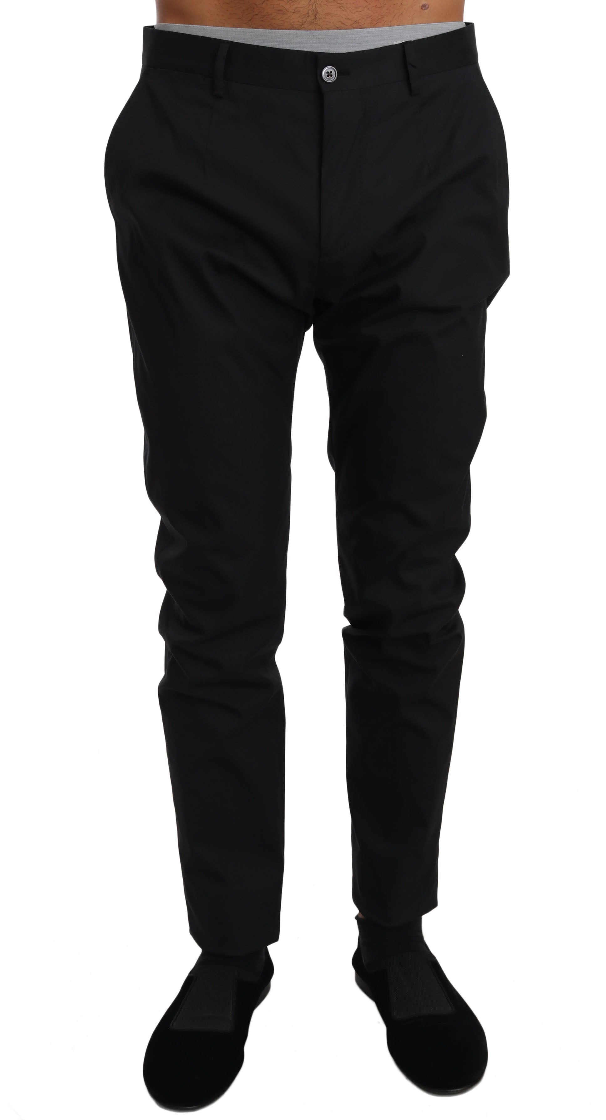 Dolce & Gabbana Black Cotton Stretch Formal Trousers Men's Pants