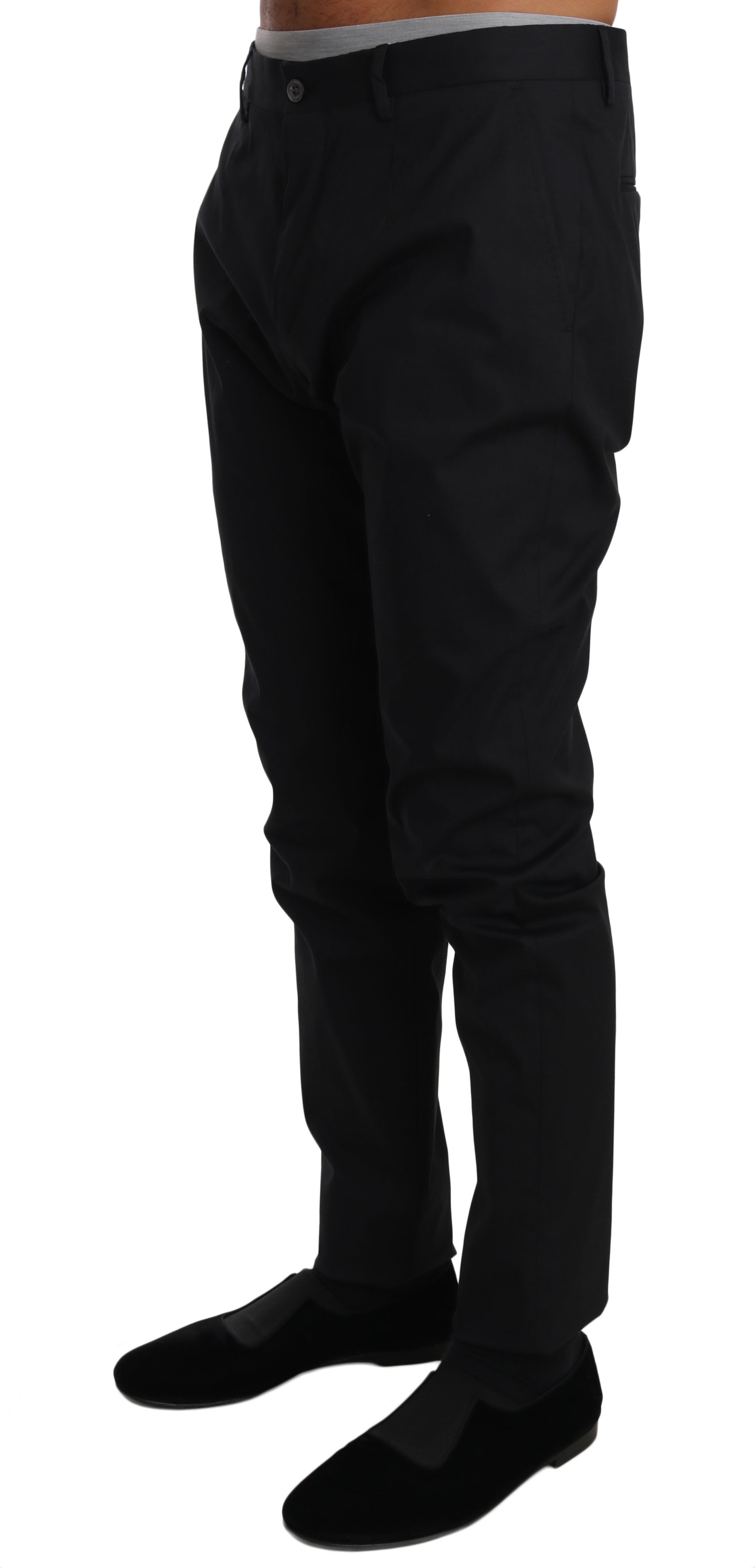 Dolce & Gabbana Black Cotton Stretch Formal Trousers Men's Pants
