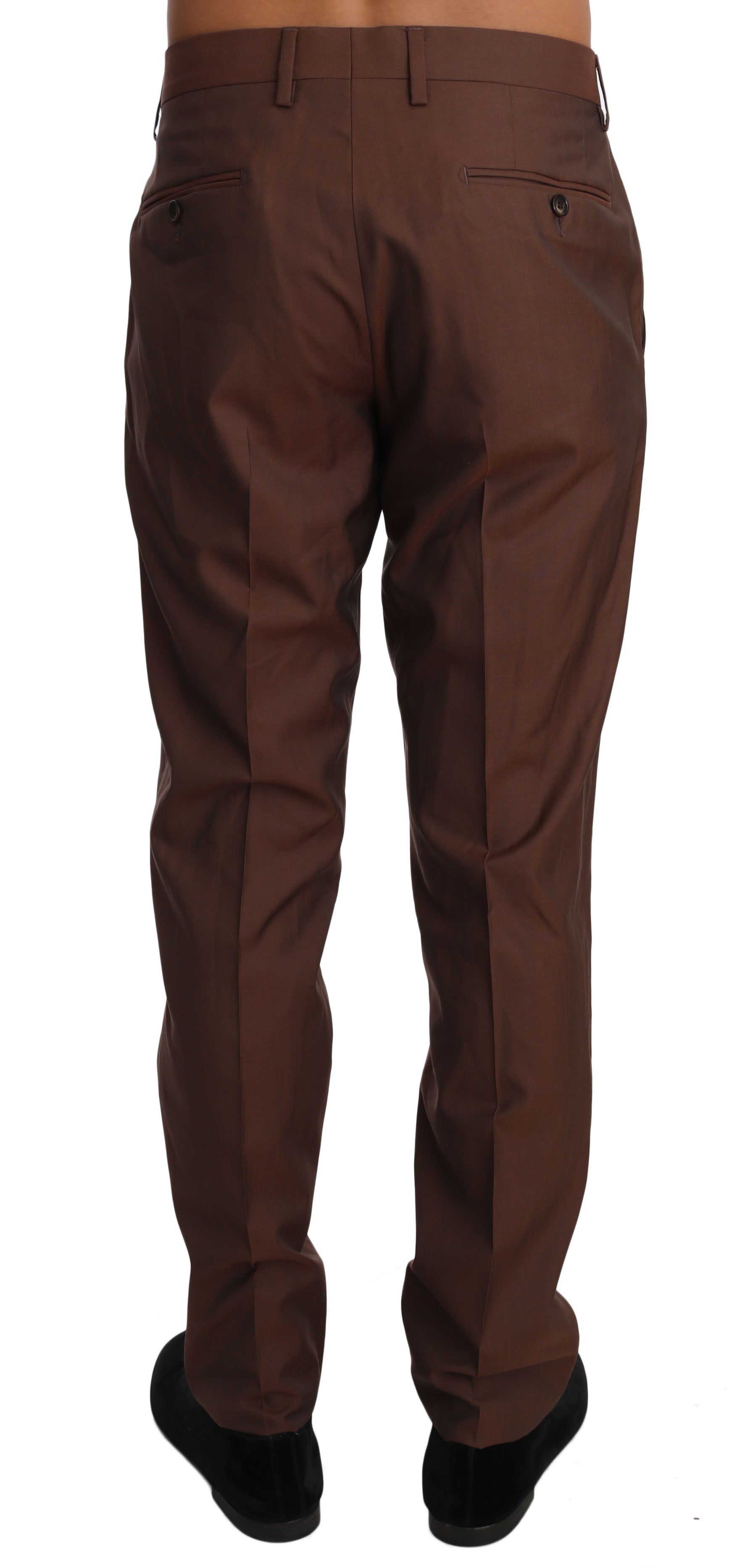 Dolce & Gabbana Brown Wool Silk Formal Trousers Men's Pants