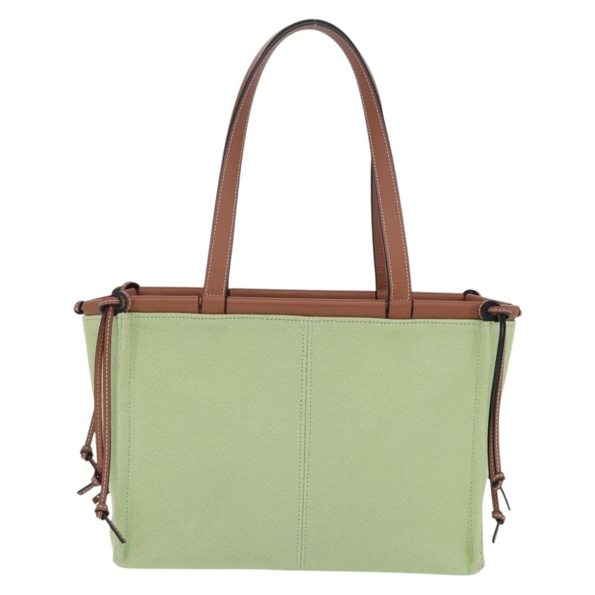 Loewe Cushion Canvas Green Canvas Tote Bag Bag (Pre-Owned)