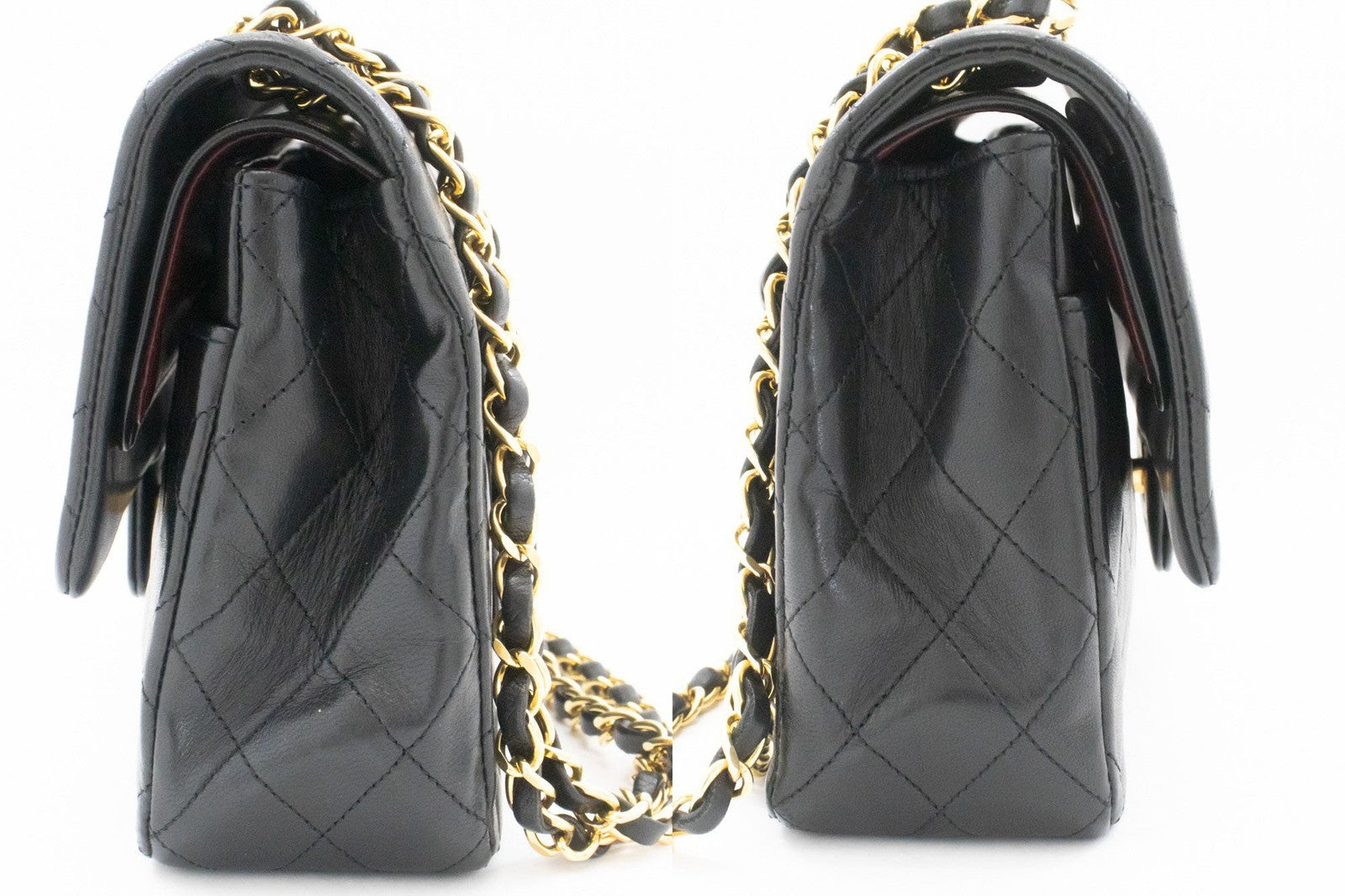 Chanel Classic Flap Lambskin Black Leather Crossbody Bag Bag (Pre-Owned)
