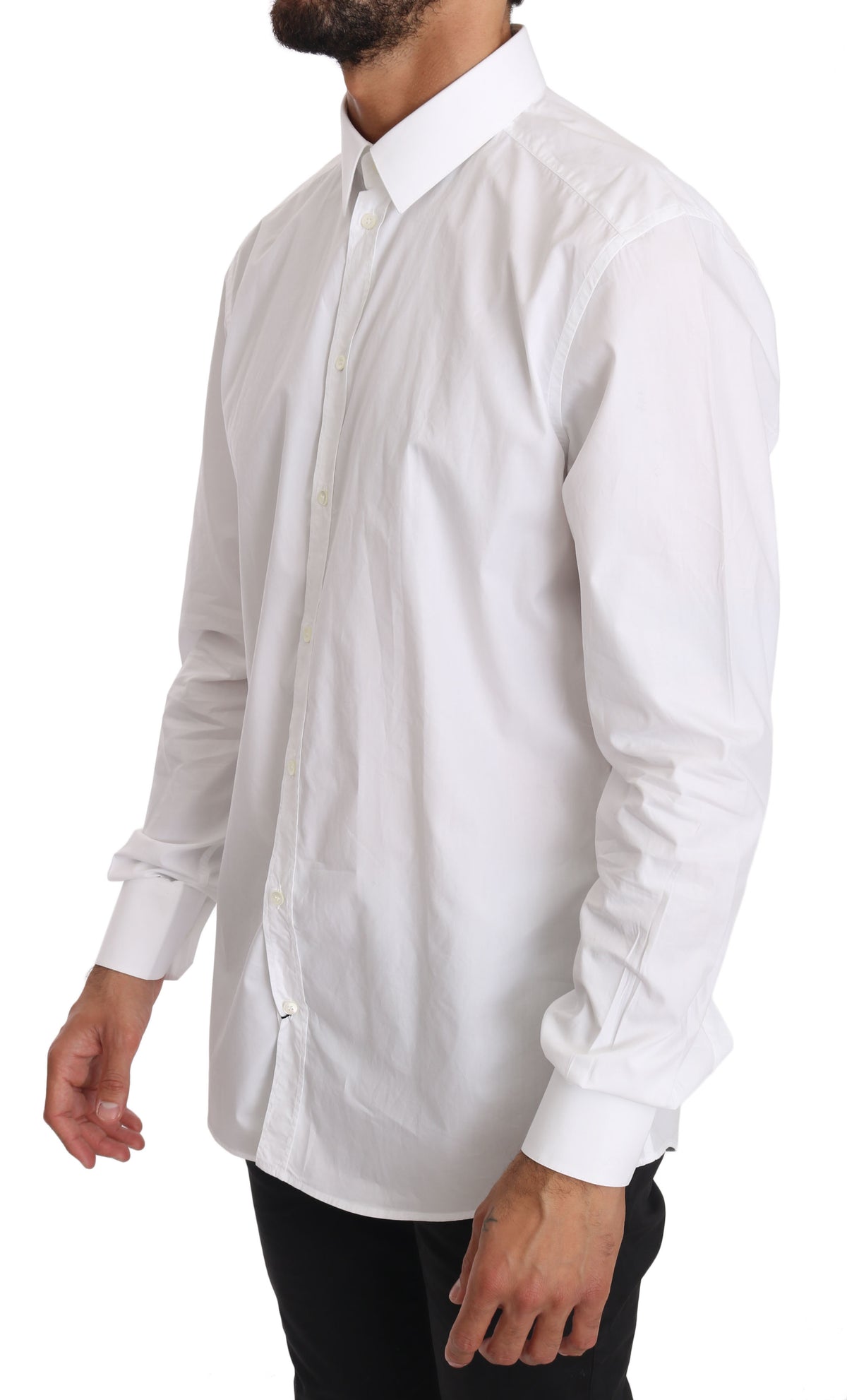 Dolce & Gabbana White Cotton GOLD Dress Men's Shirt