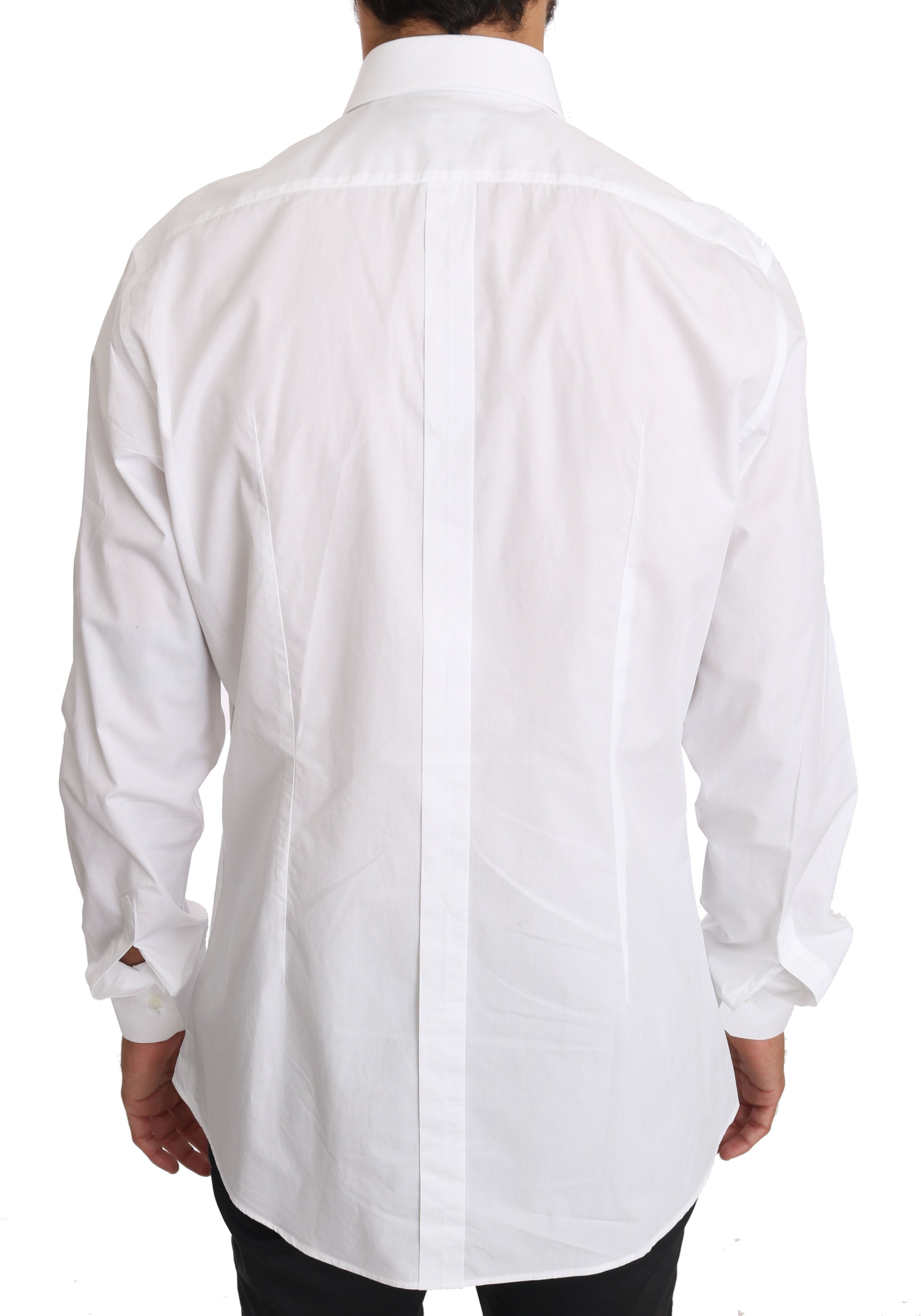 Dolce & Gabbana White Cotton GOLD Dress Men's Shirt