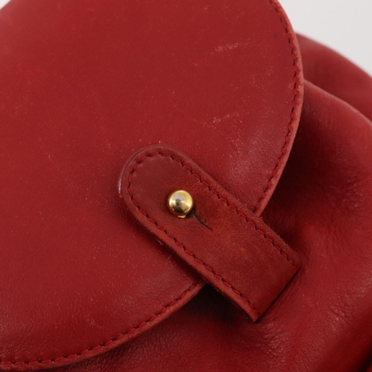 Gucci Vintage Bamboo Leather Red Leather Backpack Bag (Pre-Owned)