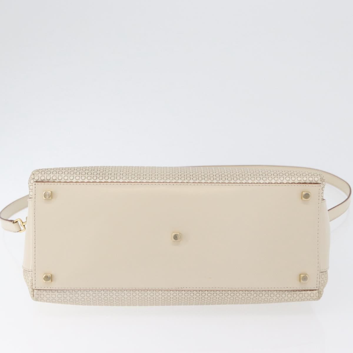 Salvatore Ferragamo Double Gancini Side Buckle Tote Leather Beige Leather Handbag (Pre-Owned)