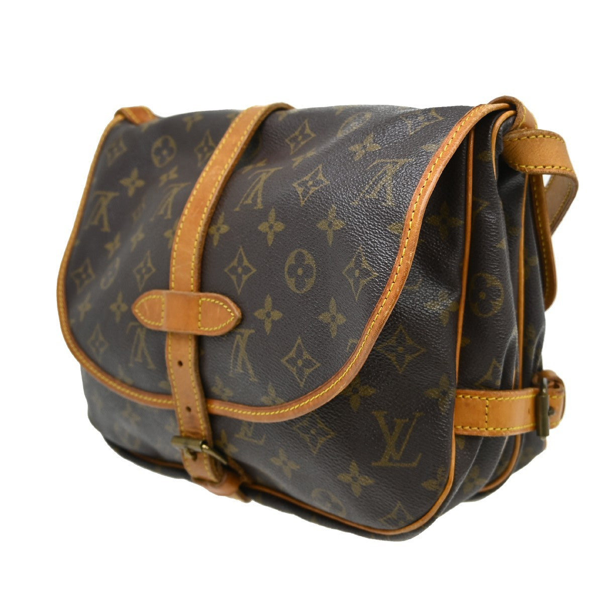 Louis Vuitton Saumur Monogram Canvas Brown Canvas Shoulder Bag Bag (Pre-Owned)