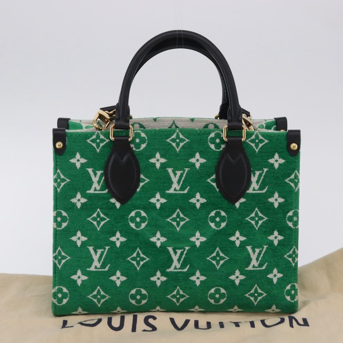 Louis Vuitton Onthego Lv Match Monogram Jacquard Velvet Green Canvas Tote Bag Bag (Pre-Owned)