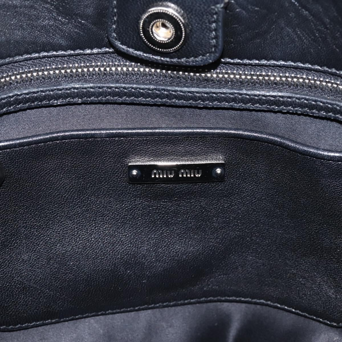 Miu Miu Shopper Tote Matelasse Leather Black Leather Handbag (Pre-Owned)
