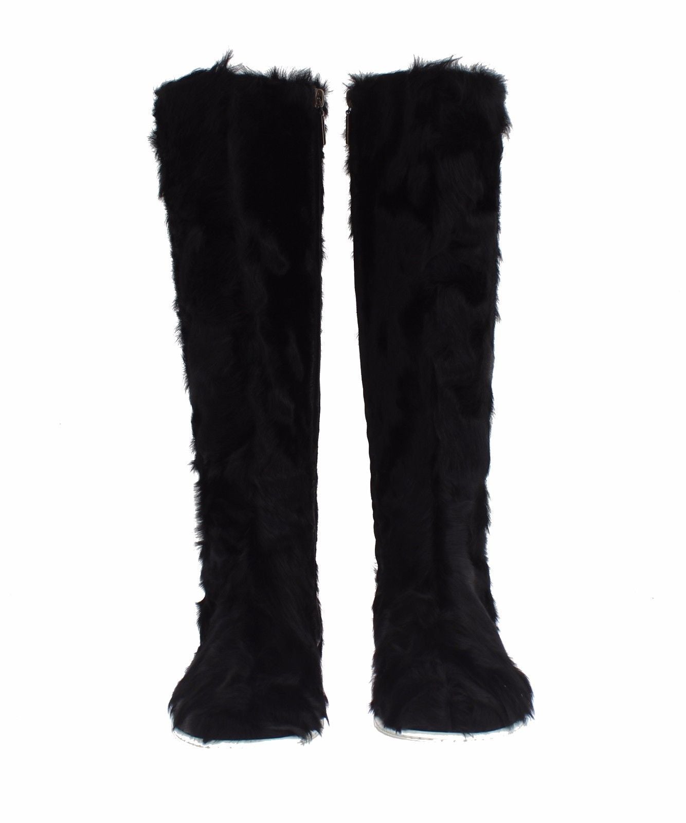 Dolce & Gabbana Black Xiangao Lamb Fur Leather Women's Boots