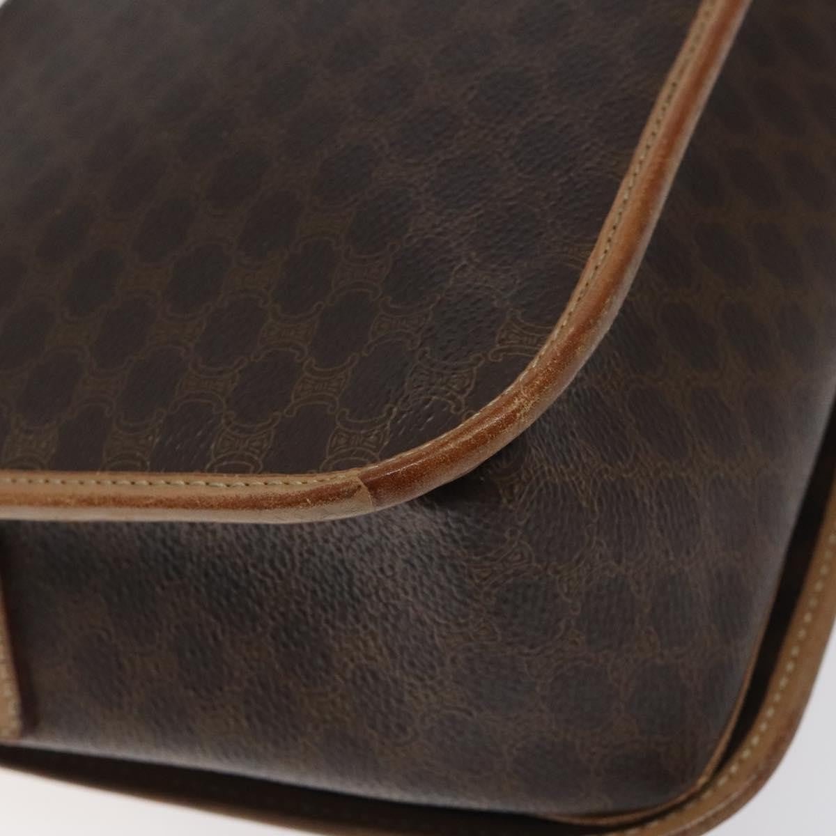 Celine Vintage Macadam Canvas And Leather Brown Canvas Shoulder Bag Bag (Pre-Owned)