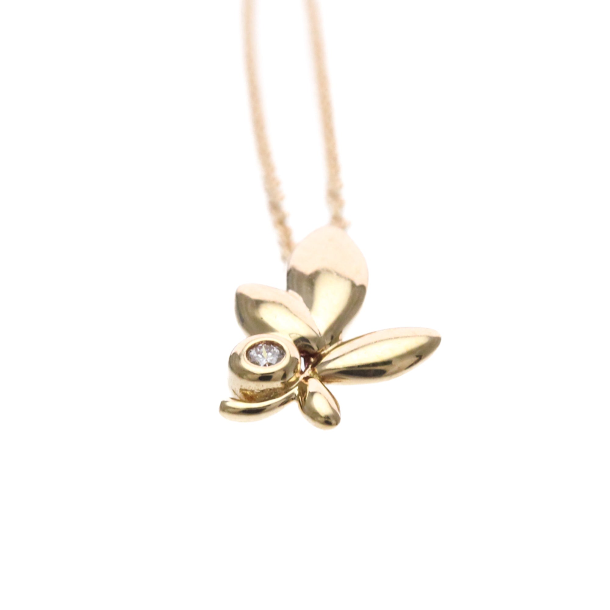 Tiffany & Co. Paloma Picasso Olive Leaf Pendant 18K Rose Gold With Diamond Gold Pink_Gold Necklace Jewelry (Pre-Owned)
