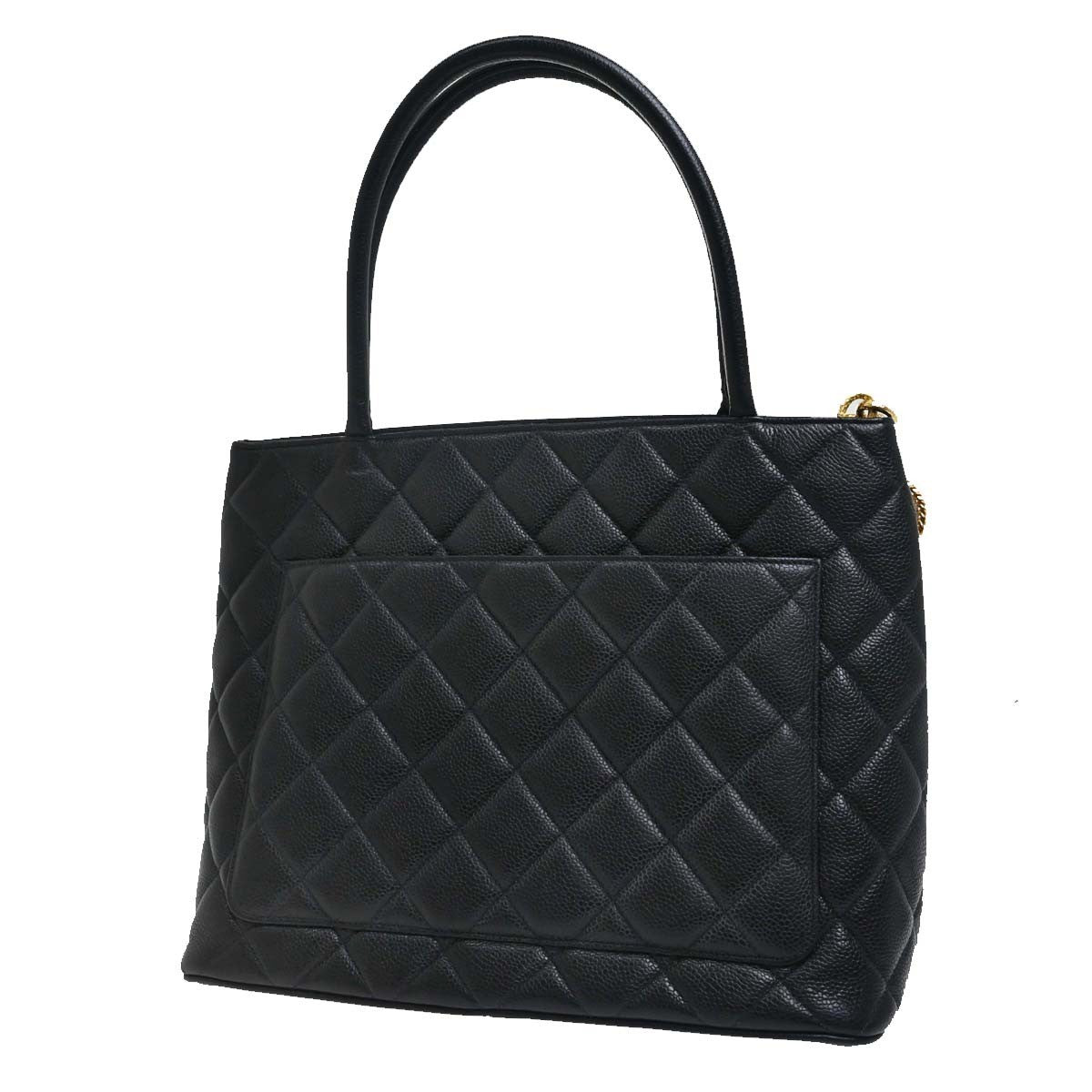 Chanel Medallion Quilted Caviar Black Leather Tote Bag Bag (Pre-Owned)