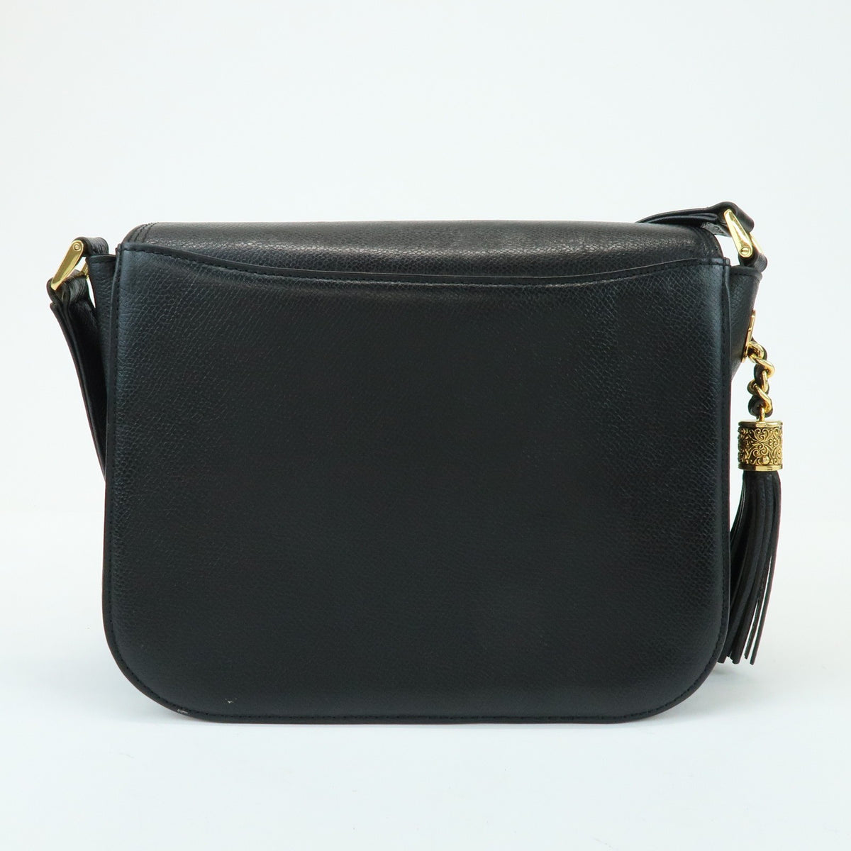 Valentino Garavani Vlogo Flap Leather Black Leather Shoulder Bag Bag (Pre-Owned)