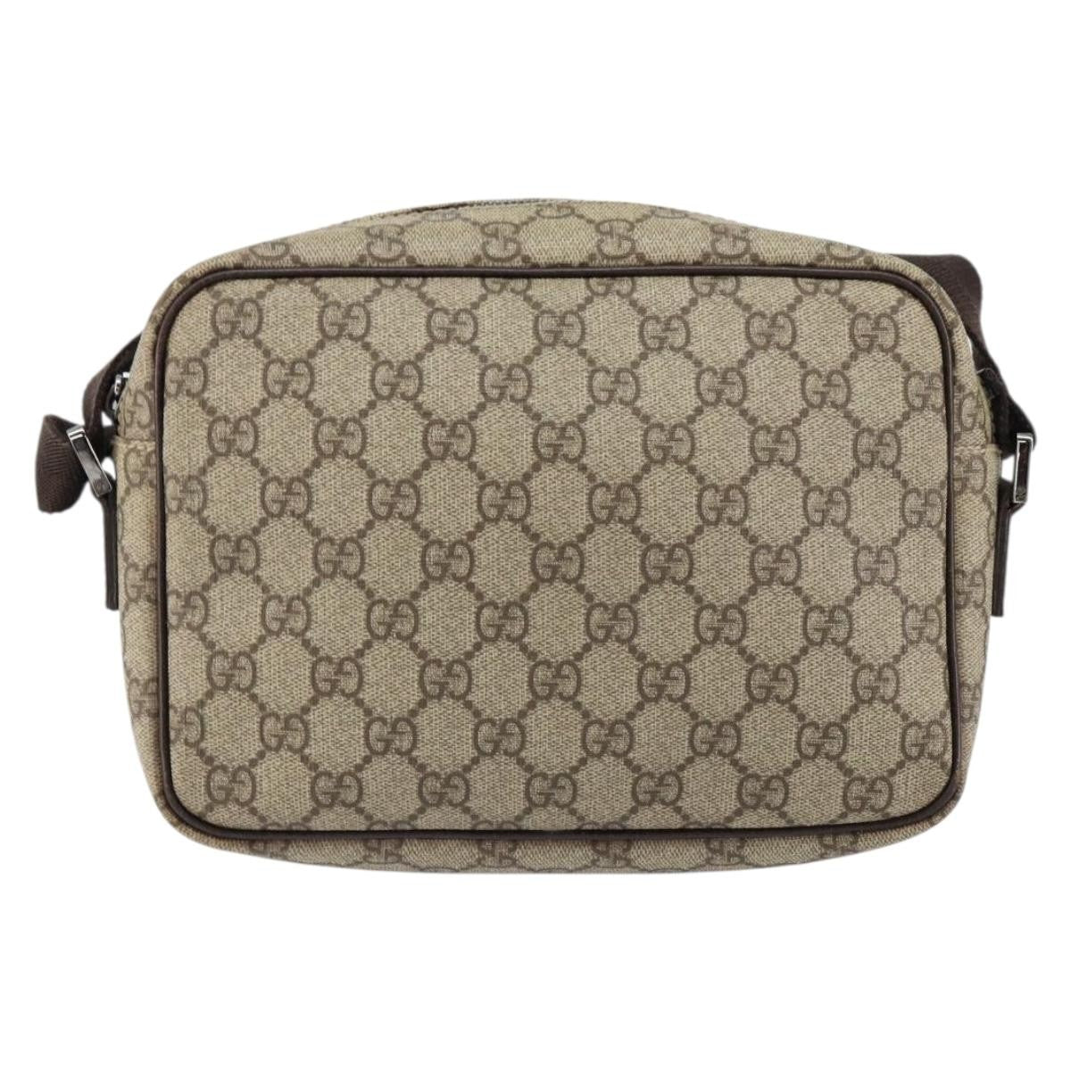 Gucci Front Zip Gg Coated Canvas With Leather Beige Canvas Crossbody Bag Bag (Pre-Owned)