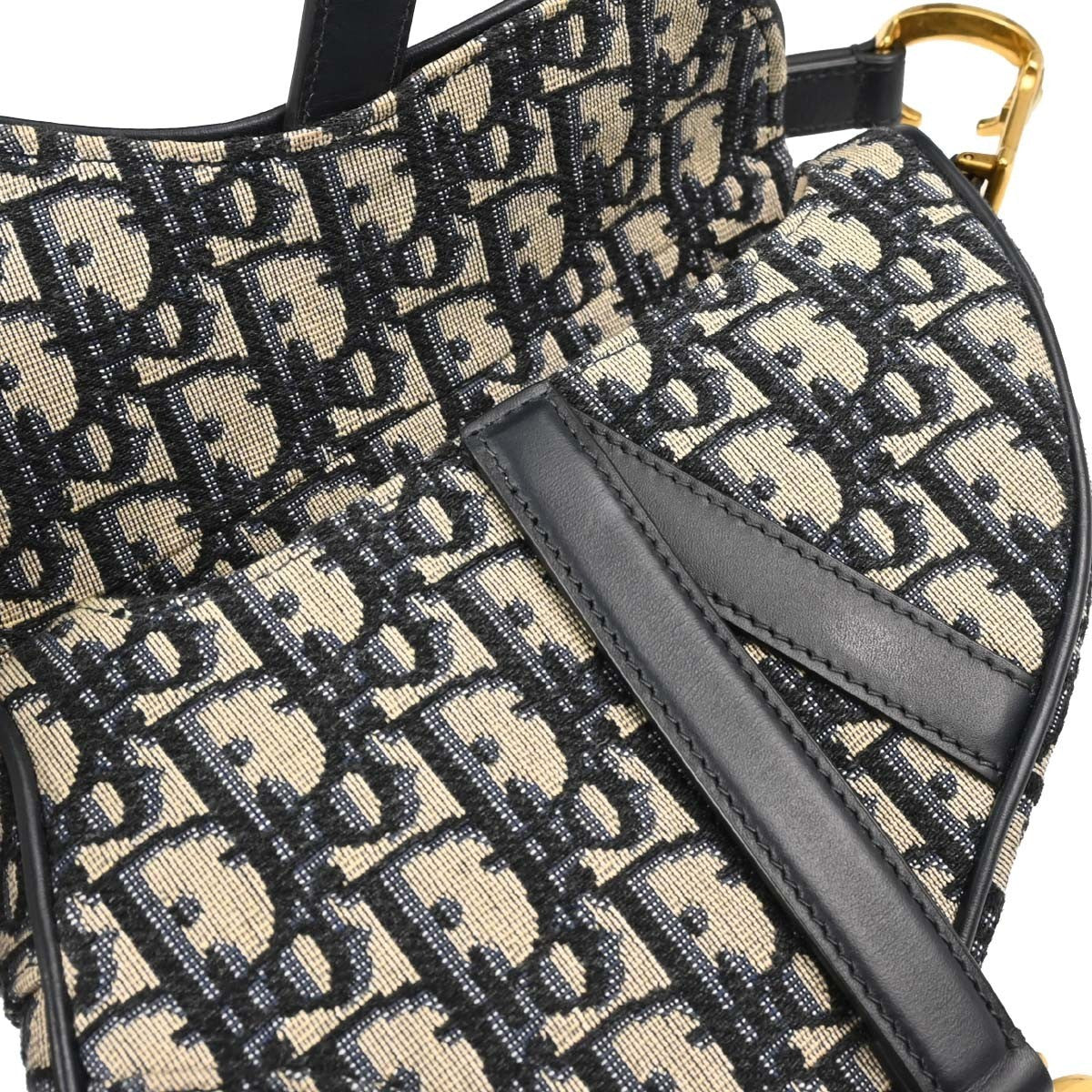 Christian Dior Saddle Oblique Canvas Navy Canvas Handbag (Pre-Owned)