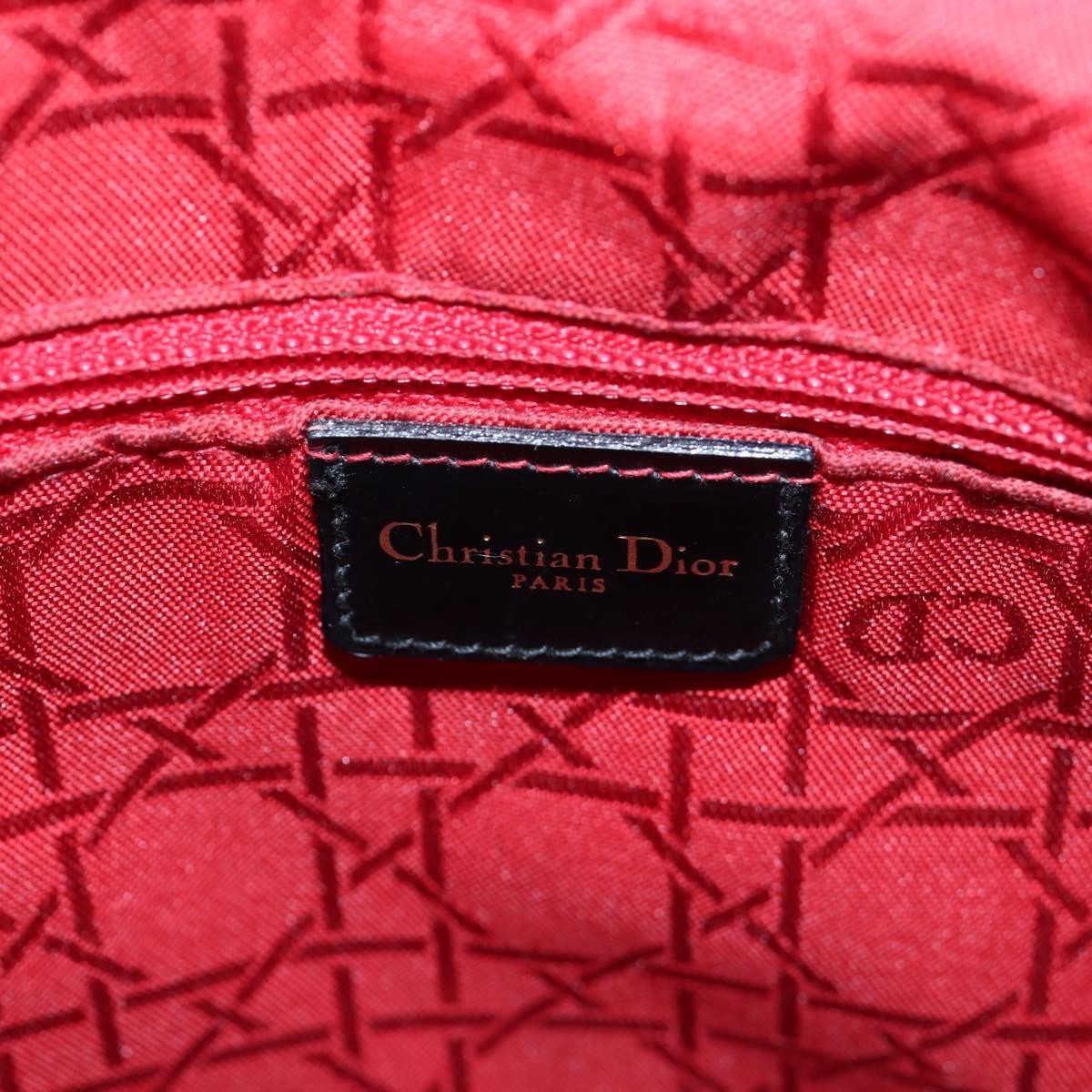 Christian Dior Lady Dior Cannage Black Patent_Leather Handbag (Pre-Owned)