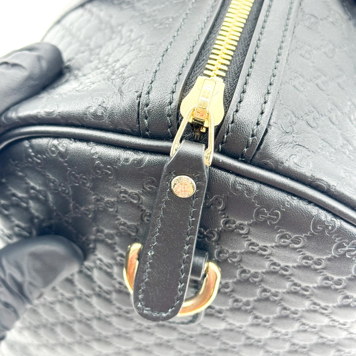 Gucci Joy Boston Microguccissima Leather Black Leather Handbag (Pre-Owned)