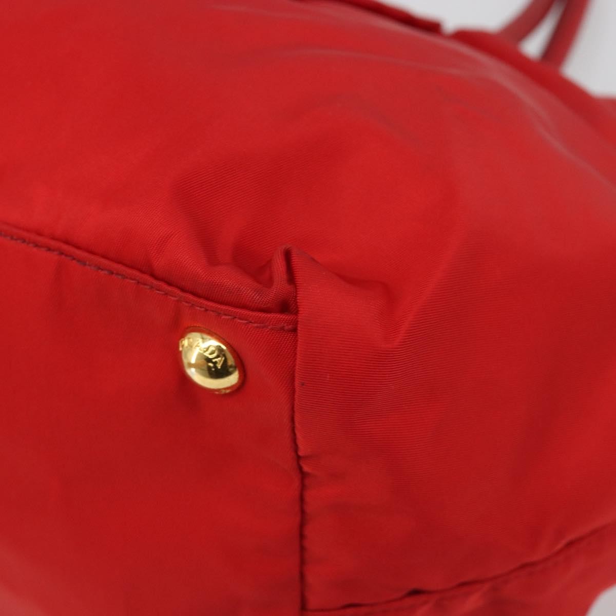 Prada Bow Tote Tessuto With Leather Red Nylon Tote Bag Bag (Pre-Owned)