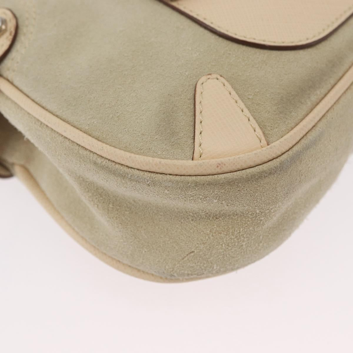 Salvatore Ferragamo Gancini Suede Beige Suede Handbag (Pre-Owned)