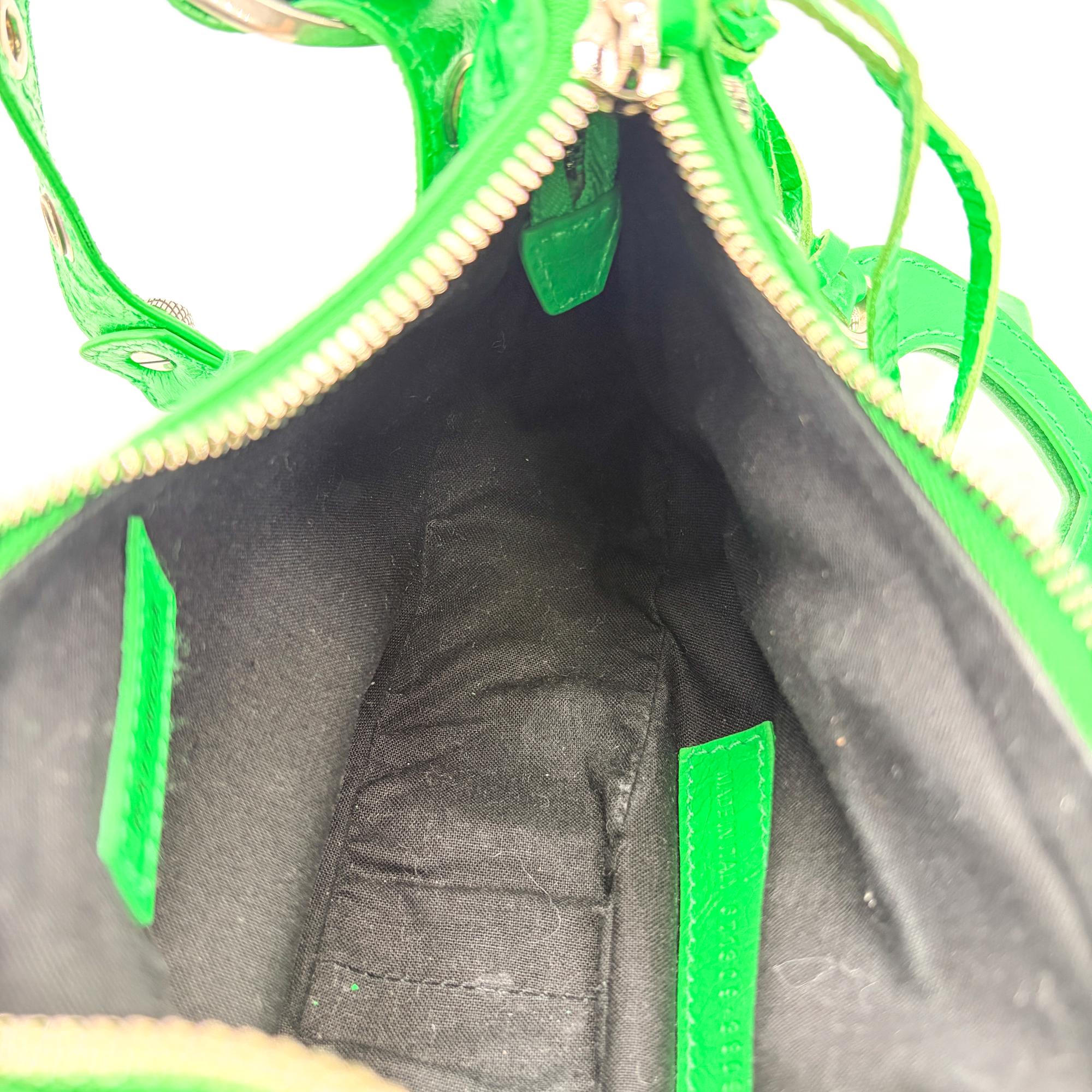 Balenciaga Le Cagole Giant Spikes Leather Green Leather Shoulder Bag Bag (Pre-Owned)