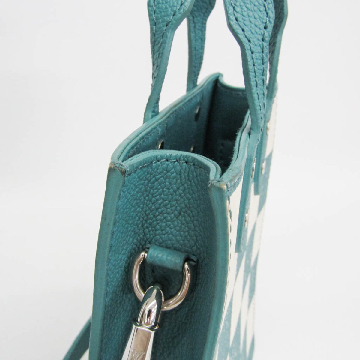 Louis Vuitton Sac Plat Limited Edition Marque Deposee Damier Giant Turquoise Canvas Handbag (Pre-Owned)