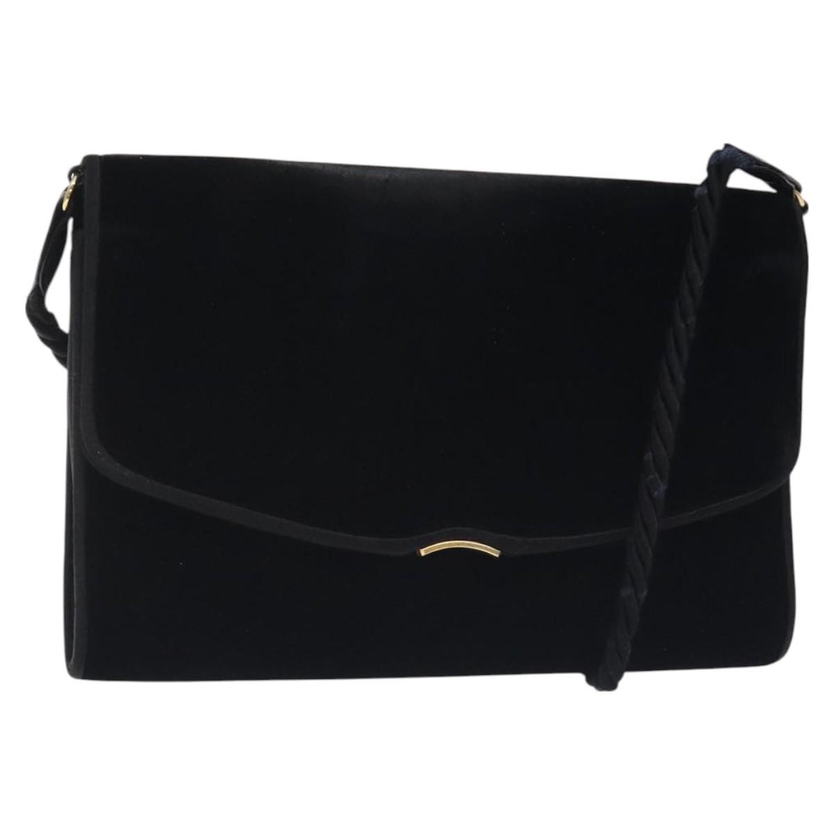 Gucci Vintage Flap Velvet Black Velvet Shoulder Bag Bag (Pre-Owned)