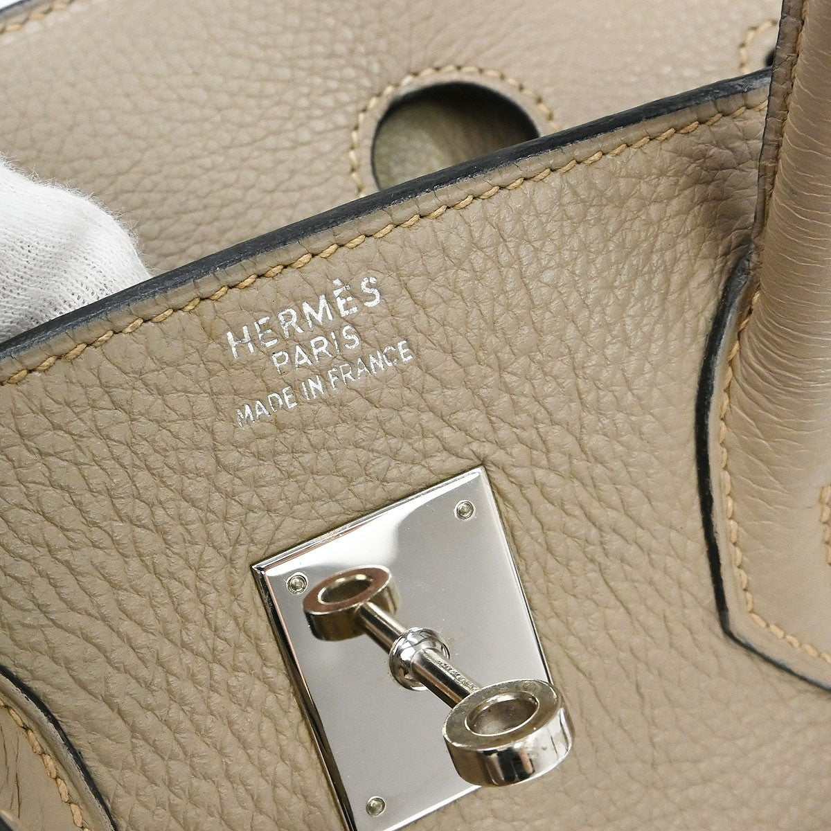 Hermes Birkin Beige Epsom With Palladium Hardware Beige Calfskin Handbag (Pre-Owned)