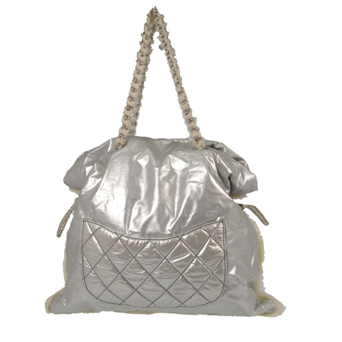 Chanel Polar Bon Bon Vinyl With Mohair Silver Nylon Tote Bag Bag (Pre-Owned)