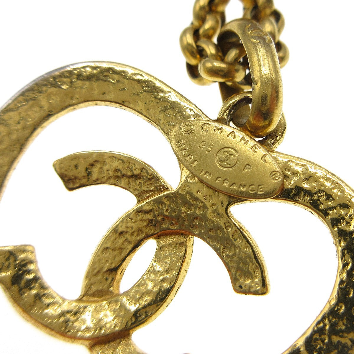 Chanel Cc Heart Pendant Metal Gold Gold_Plated Necklace Jewelry (Pre-Owned)