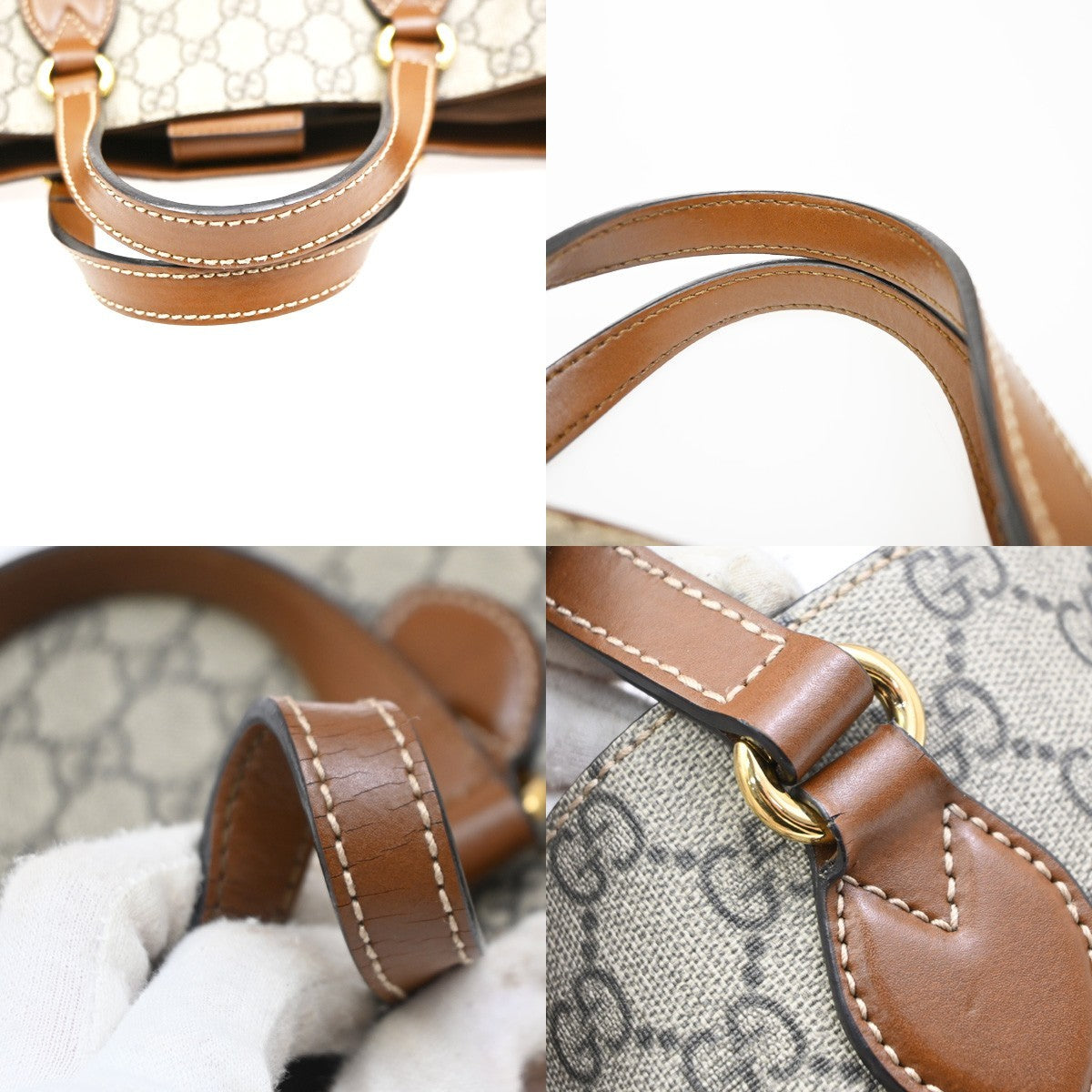 Gucci Convertible Soft Gg Coated Canvas With Leather Brown Canvas Tote Bag Bag (Pre-Owned)