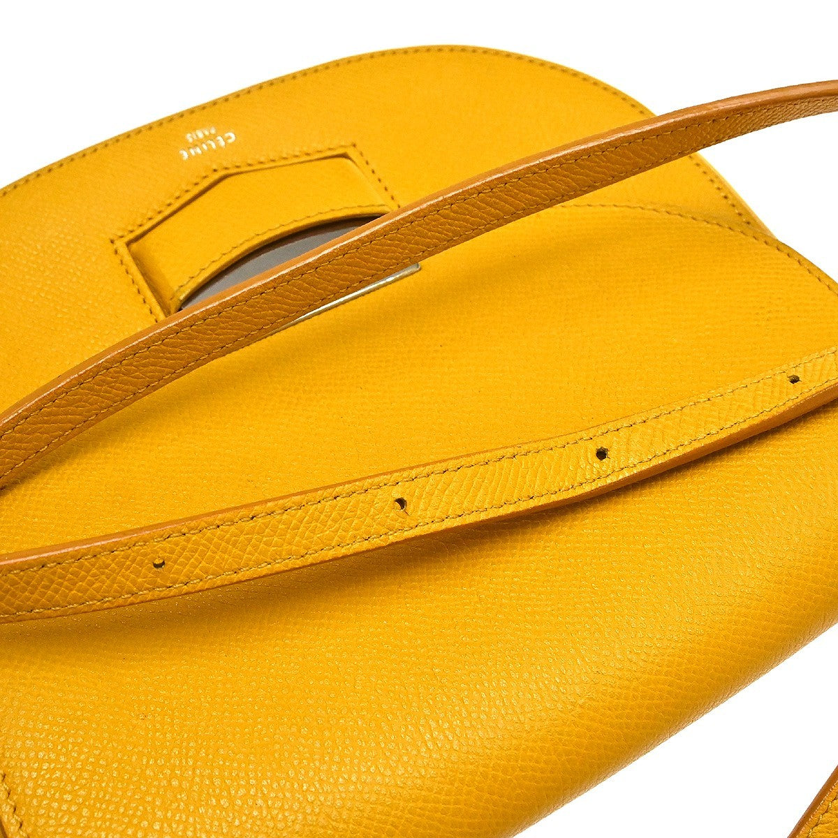 Celine Trotteur Grainy Leather Yellow Leather Crossbody Bag Bag (Pre-Owned)