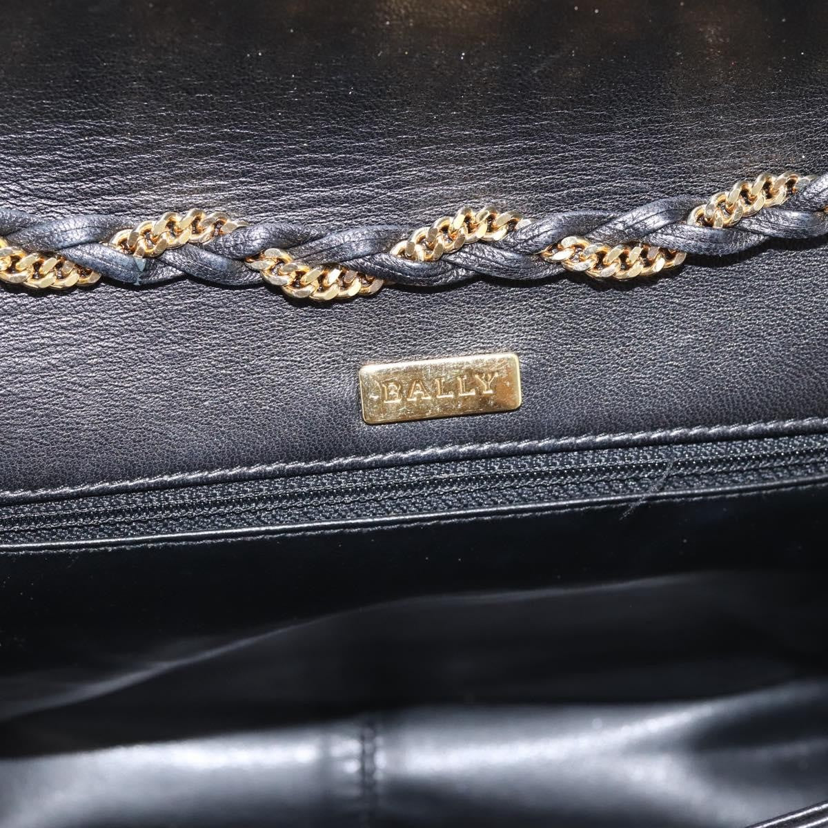 Bally Vintage Chain Quilted Leather Black Leather Shoulder Bag Bag (Pre-Owned)