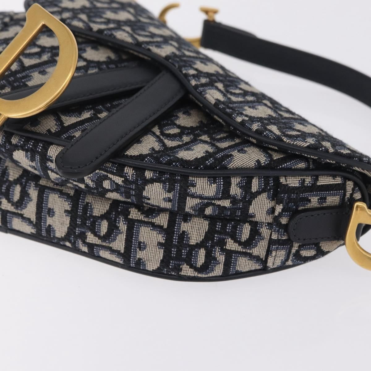 Christian Dior Saddle Oblique Canvas Navy Canvas Handbag (Pre-Owned)