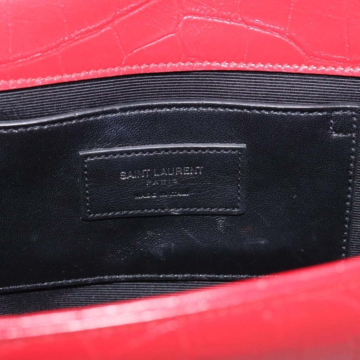 Saint Laurent Classic Monogram Crocodile Embossed Leather Red Leather Crossbody Bag Bag (Pre-Owned)
