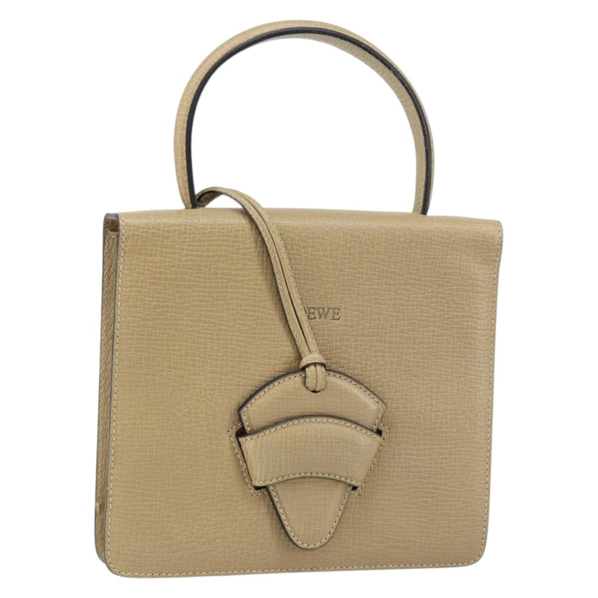 Loewe Barcelona Leather Beige Leather Handbag (Pre-Owned)