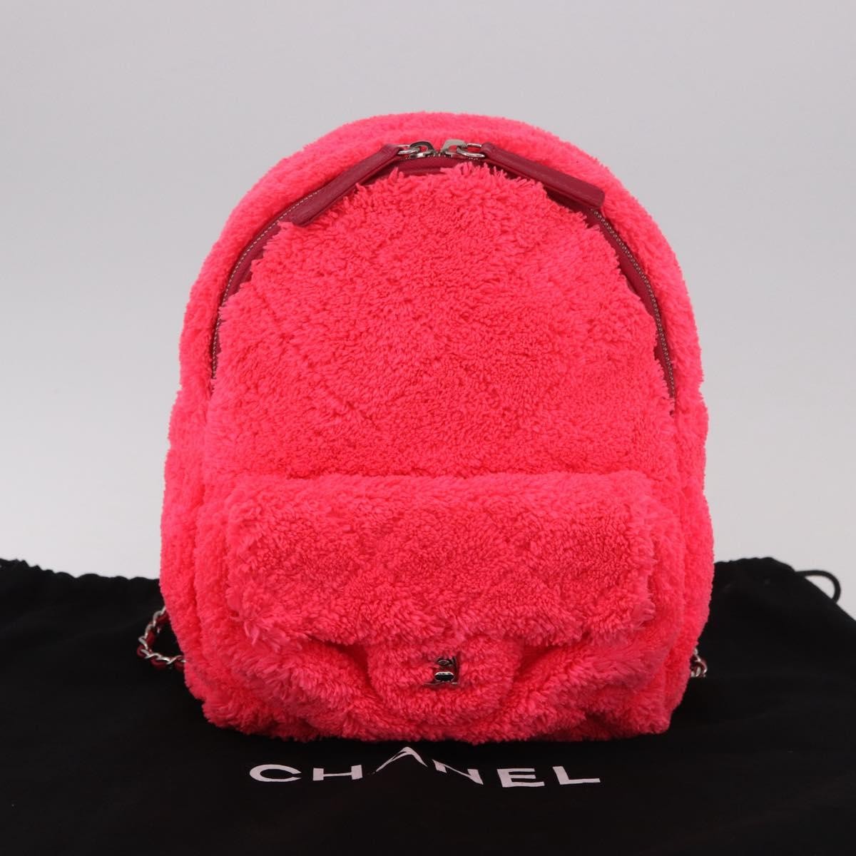 Chanel Coco Beach Quilted Terry Cloth Pink Cotton Backpack Bag (Pre-Owned)
