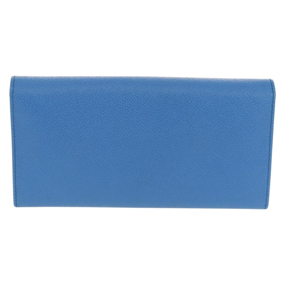 Salvatore Ferragamo Gancini Flap Continental Leather Blue Leather Wallets Accessory (Pre-Owned)