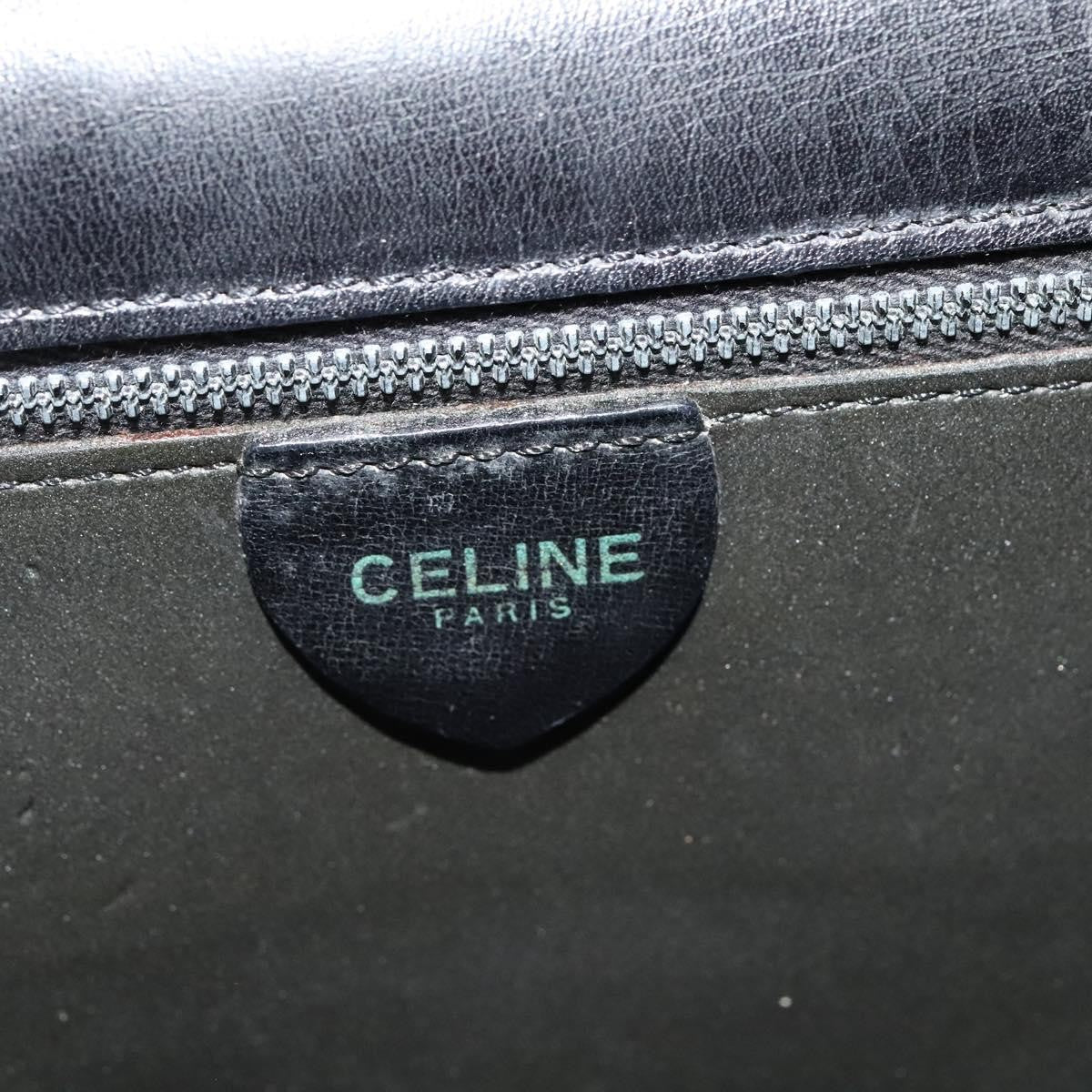 Celine Gancini Leather Black Leather Handbag (Pre-Owned)