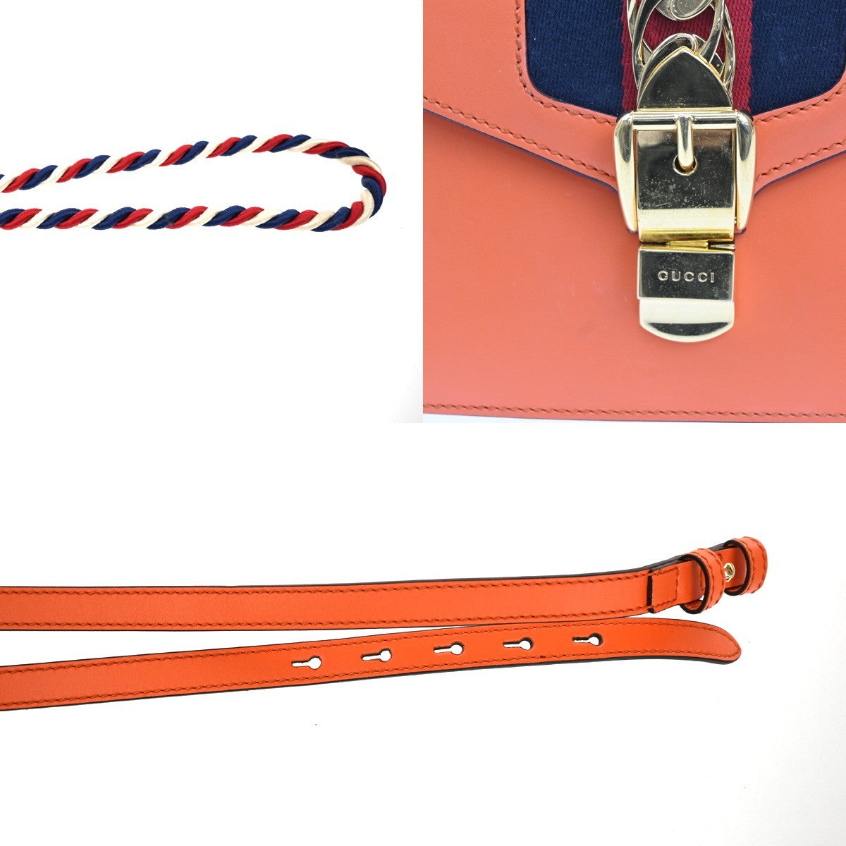 Gucci Sylvie Leather Orange Leather Handbag (Pre-Owned)