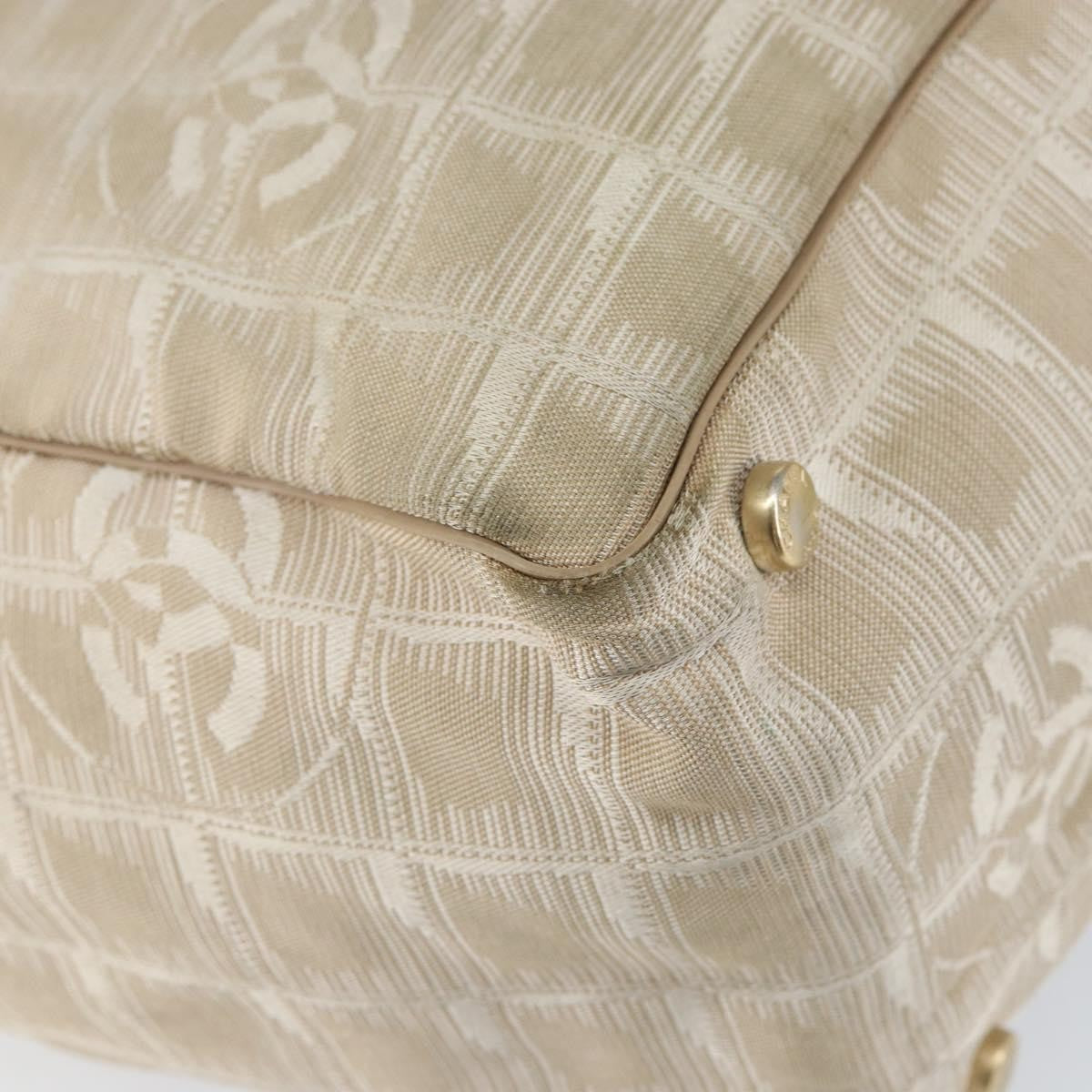 Chanel Travel Line Tote Nylon Beige Nylon Tote Bag Bag (Pre-Owned)