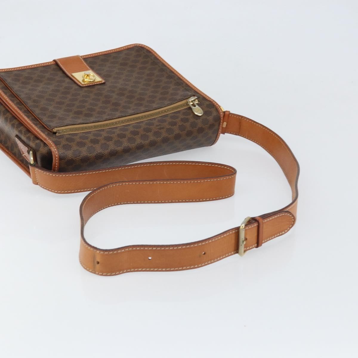 Celine Vintage Macadam Canvas And Leather Brown Canvas Shoulder Bag Bag (Pre-Owned)