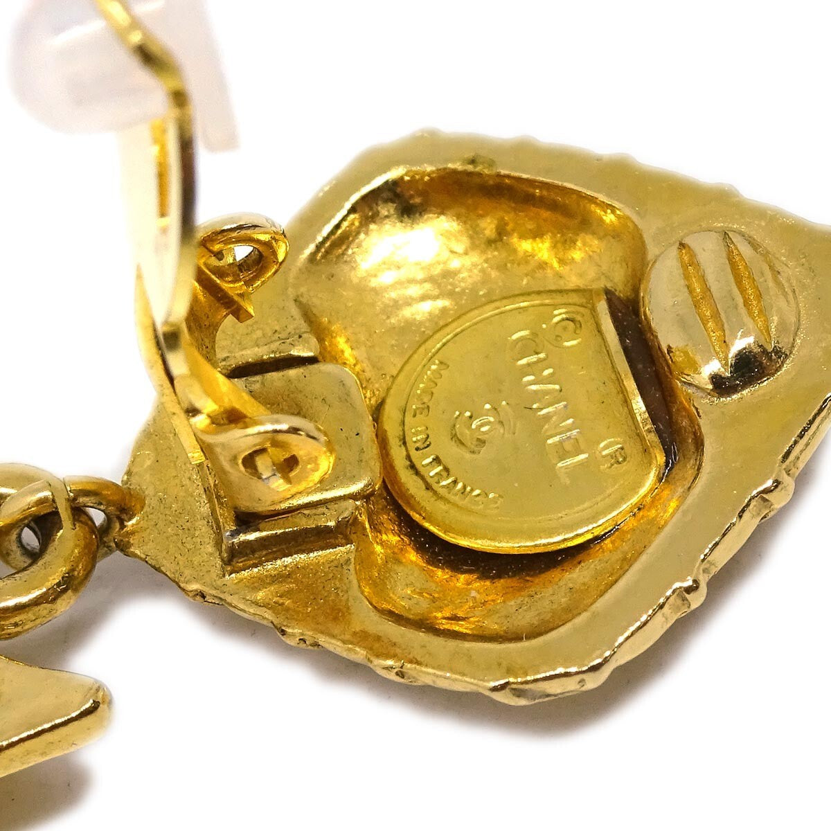 Chanel Cc Rhombus Clip-On Metal Gold Gold_Plated Earrings Jewelry (Pre-Owned)