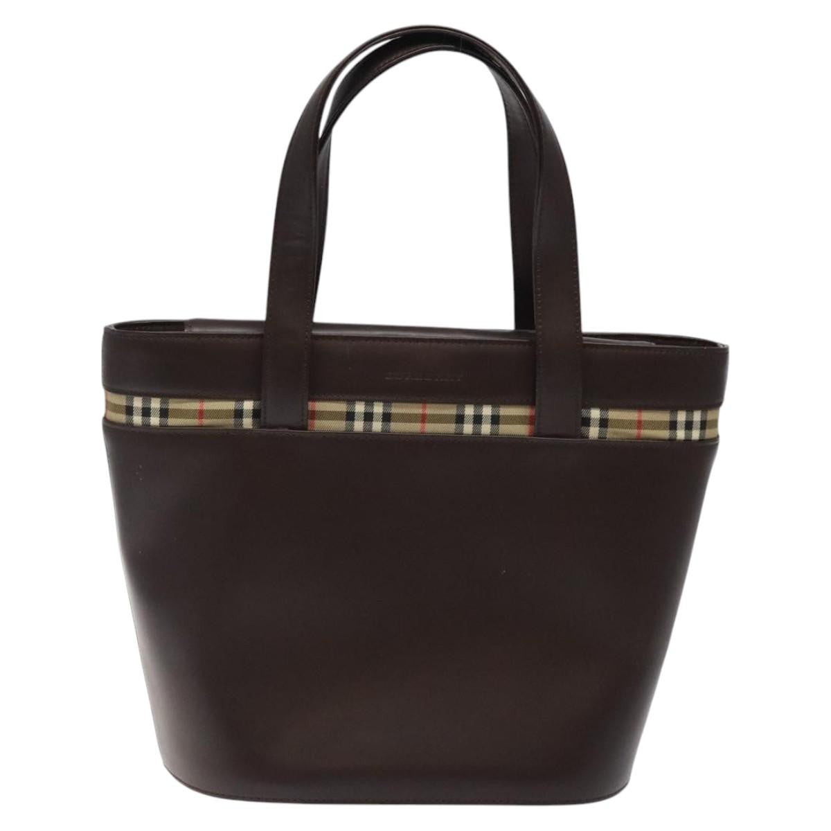 Burberry Nova Check Leather Brown Leather Handbag (Pre-Owned)
