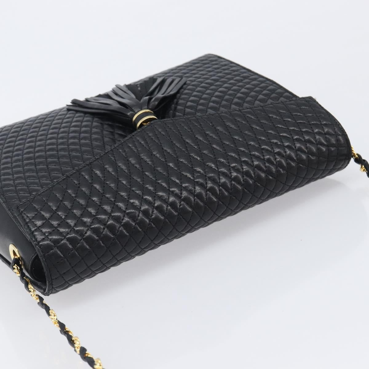 Bally Vintage Chain Quilted Leather Black Leather Shoulder Bag Bag (Pre-Owned)