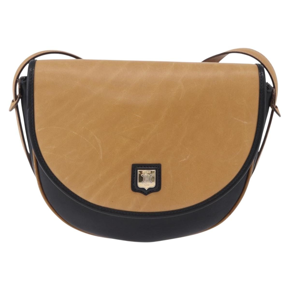 Celine Flap Shoulder Leather Beige Leather Shoulder Bag Bag (Pre-Owned)