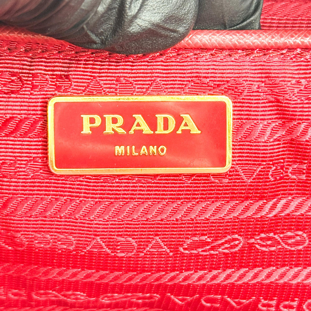 Prada Double Zip Lux Vernice Saffiano Leather Red Leather Tote Bag Bag (Pre-Owned)