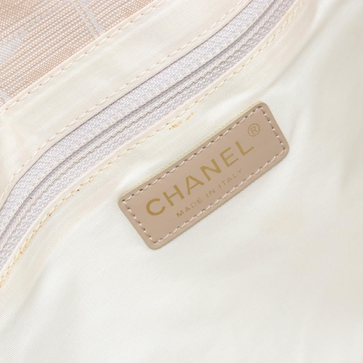 Chanel Travel Line Nylon Beige Nylon Tote Bag Bag (Pre-Owned)