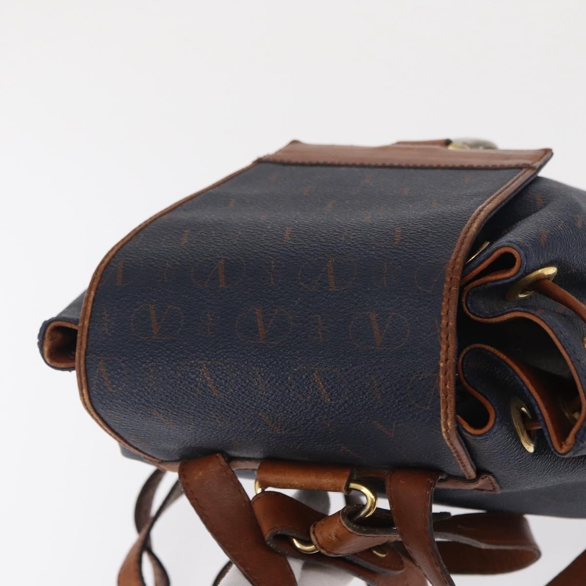 Valentino Garavani Vintage Leather Navy Leather Backpack Bag (Pre-Owned)