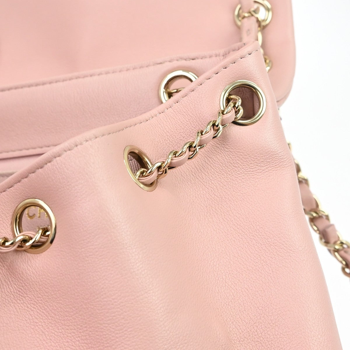 Chanel Duma Drawstring Quilted Leather Pink Leather Backpack Bag (Pre-Owned)