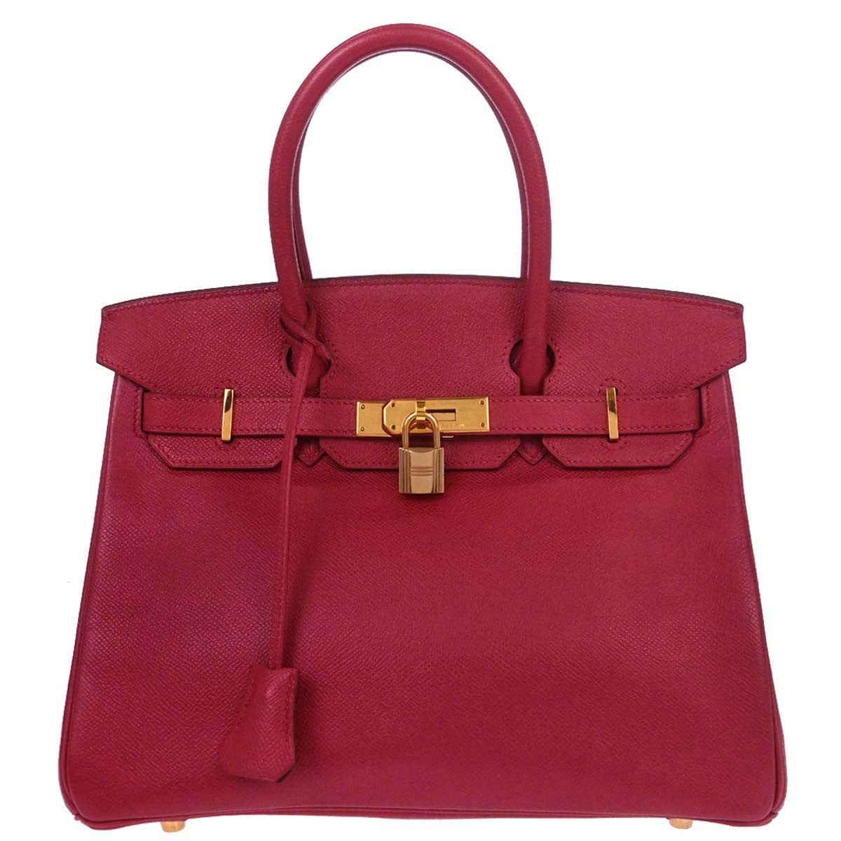 Hermes Birkin Red Courchevel With Gold Hardware Red Leather Handbag (Pre-Owned)